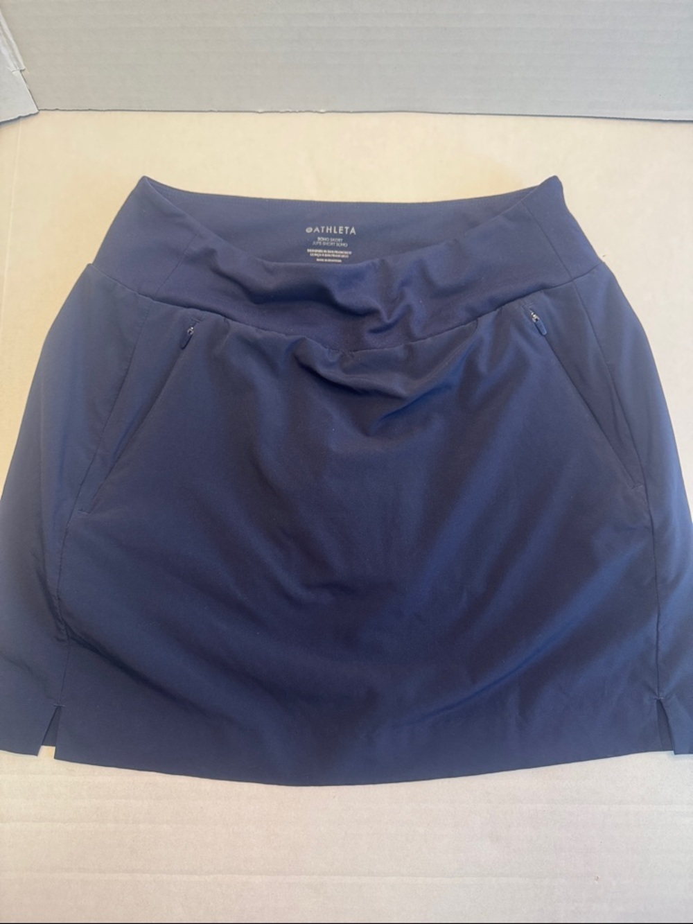 Athleta Navy Performance Skort with Zip Pockets